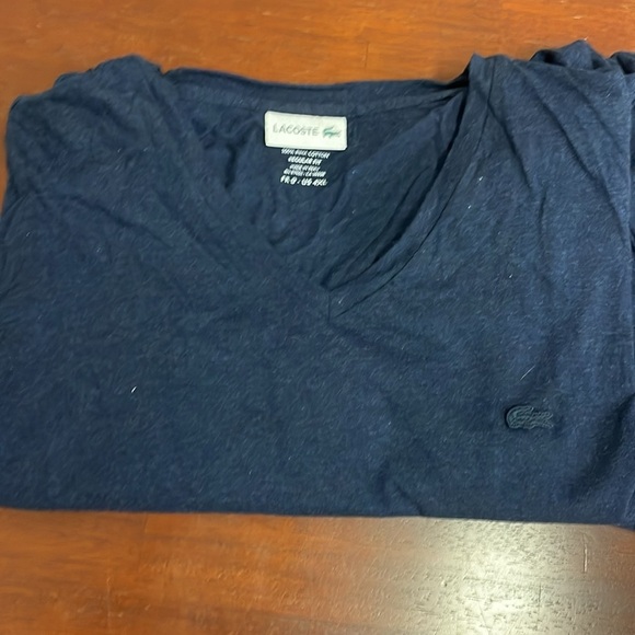 Lacoste Mens Navy Blue Vneck short sleeve tshirts Lot of 2 Size 4XL Big Man - Picture 2 of 6
